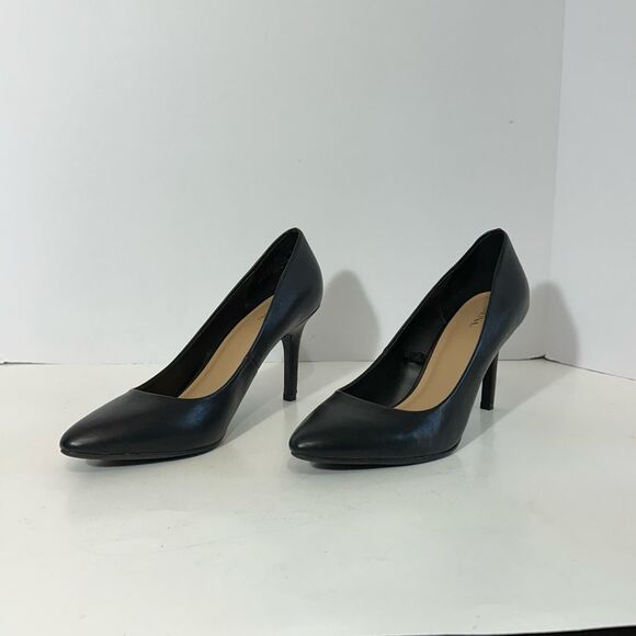 Merona Faux Leather Pointed-Toe-Pumps Black | Women Size 11 - Picture 8 of 14